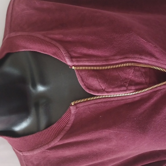 Michael Kors Ladies Velour Jacket - Women's L, Burgundy, full zip - Picture 3 of 8